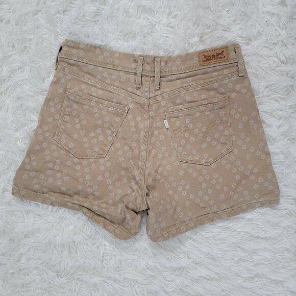 Levi's Tan Beige Mid-Rise 4" Inseam Printed Denim Shorts- Size 4 - Picture 2 of 14
